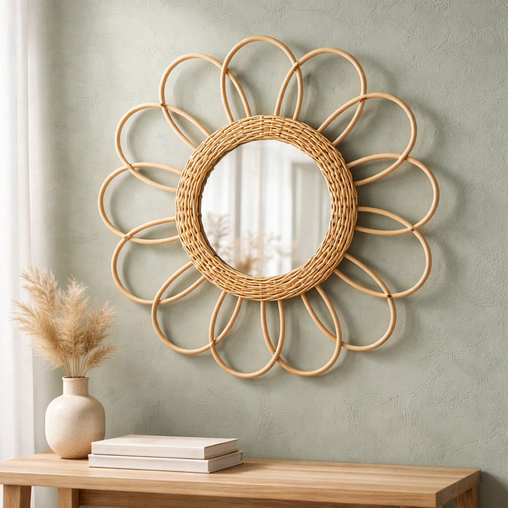 Miroir fleur vintage — décoration unique Aimes-Toi, concept store à Romenay, Bourgogne