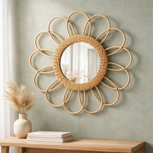 Miroir fleur vintage — décoration unique Aimes-Toi, concept store à Romenay, Bourgogne