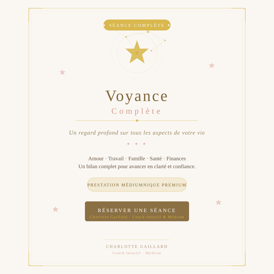 VOYANCE COMPLÈTE — Plusieurs domaines — 1 heure | 90 € En présentiel à Romenay ou en visioconférence